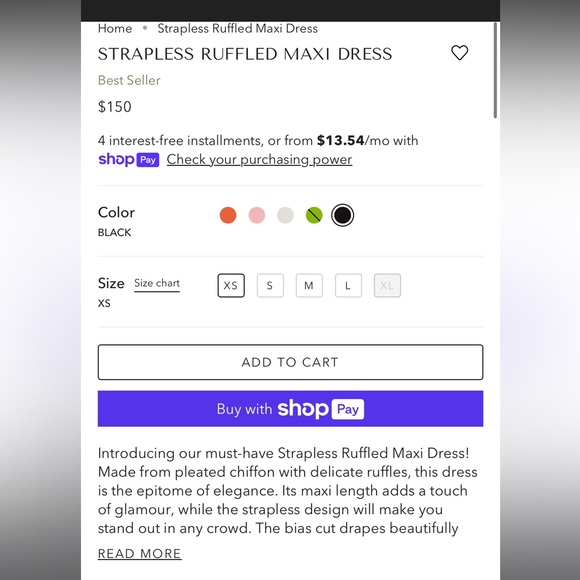 NWT endless rose STRAPLESS RUFFLED MAXI DRESS - Picture 2 of 6